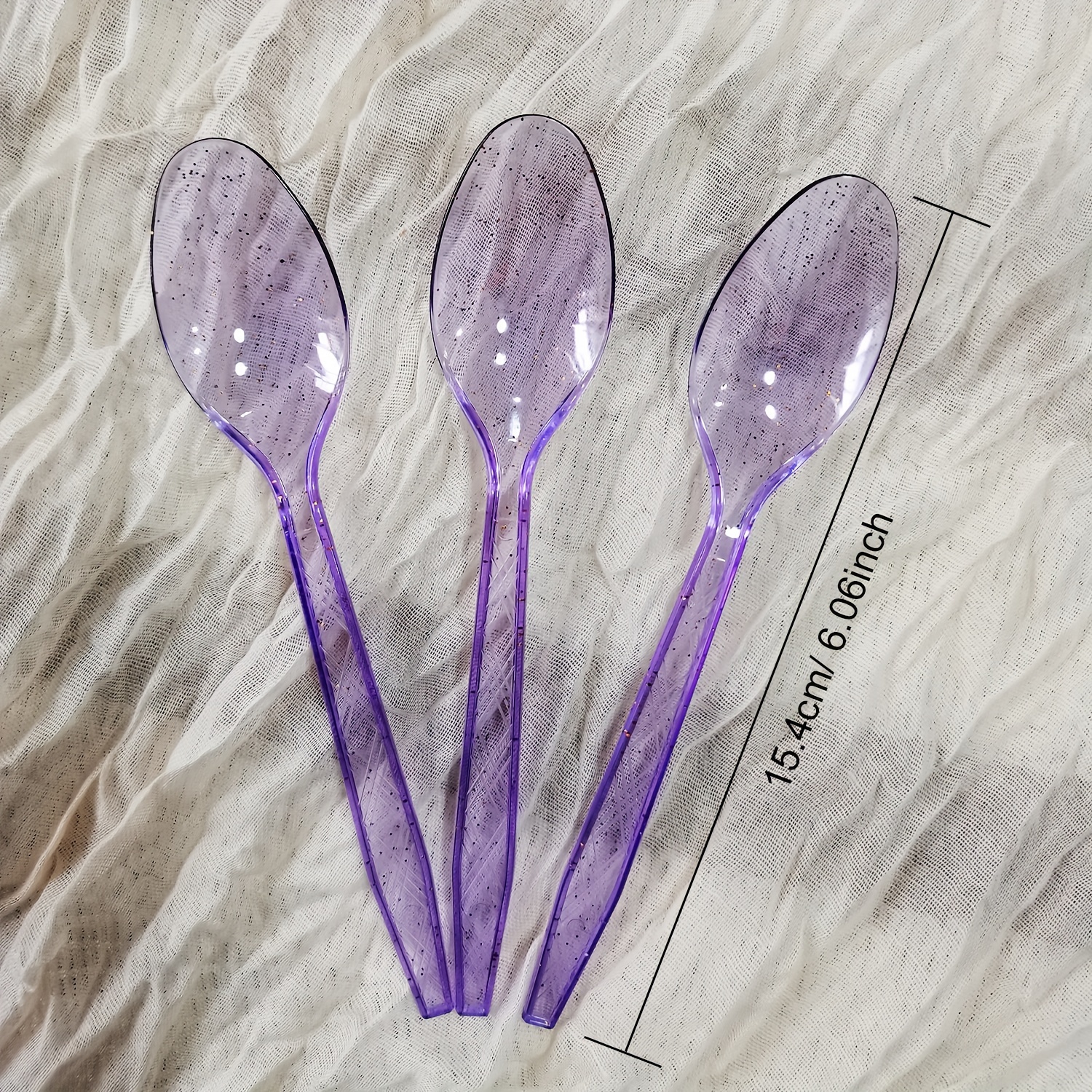 Clear Golden Powder Colored Plastic Knife Fork Spoon Cake - Temu