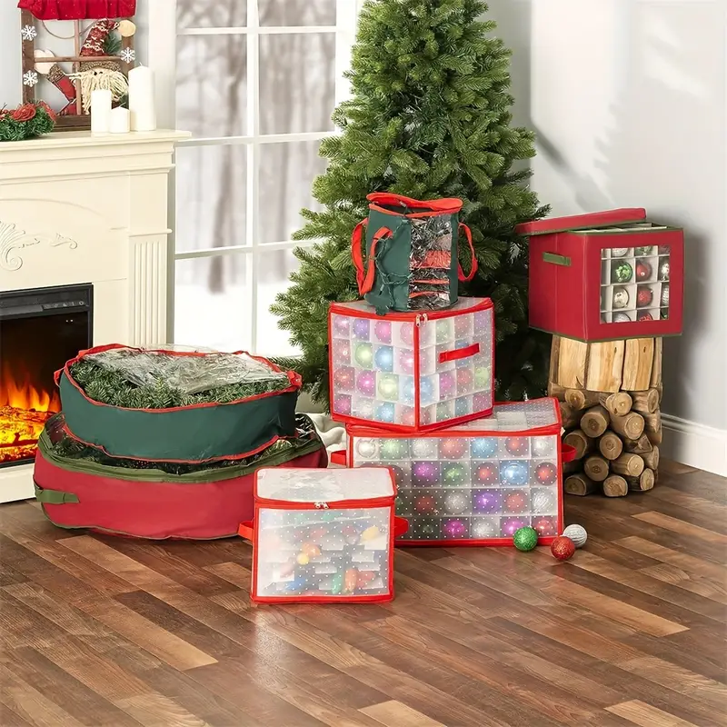 Christmas Ornament Storage Box Dual Zipper Closure Box - Temu