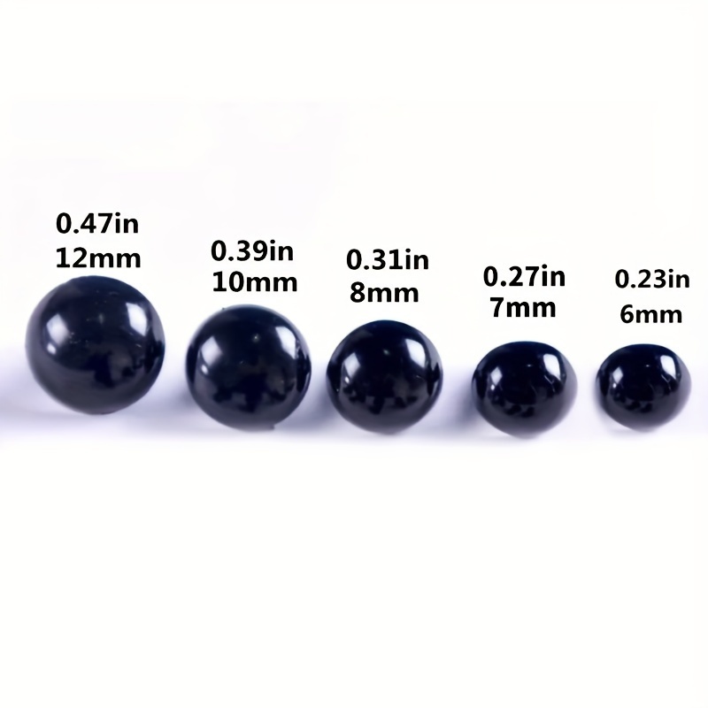 100PCS 6mm-12mm Black Plastic Safety Eyes For Toys Diy Kit