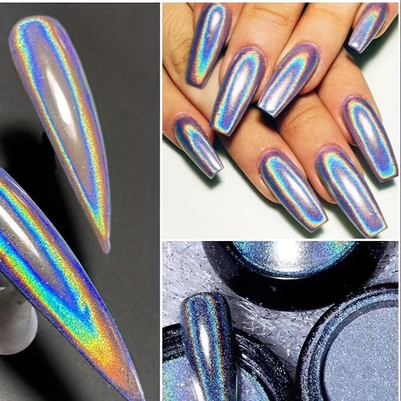 Nail Powder Mirror Effect Holographic Chrome Nail Art Mermaid Rainbow Nail  Dust