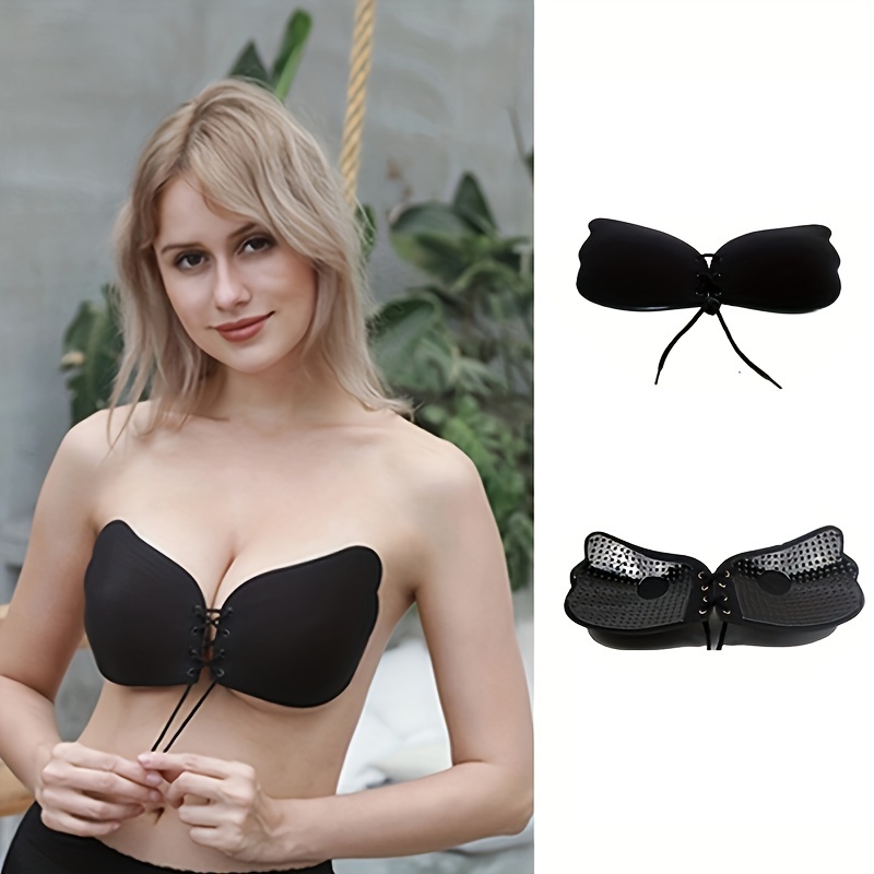 Front Tied Breast Paste Breathable Backless Push Bra Women's - Temu