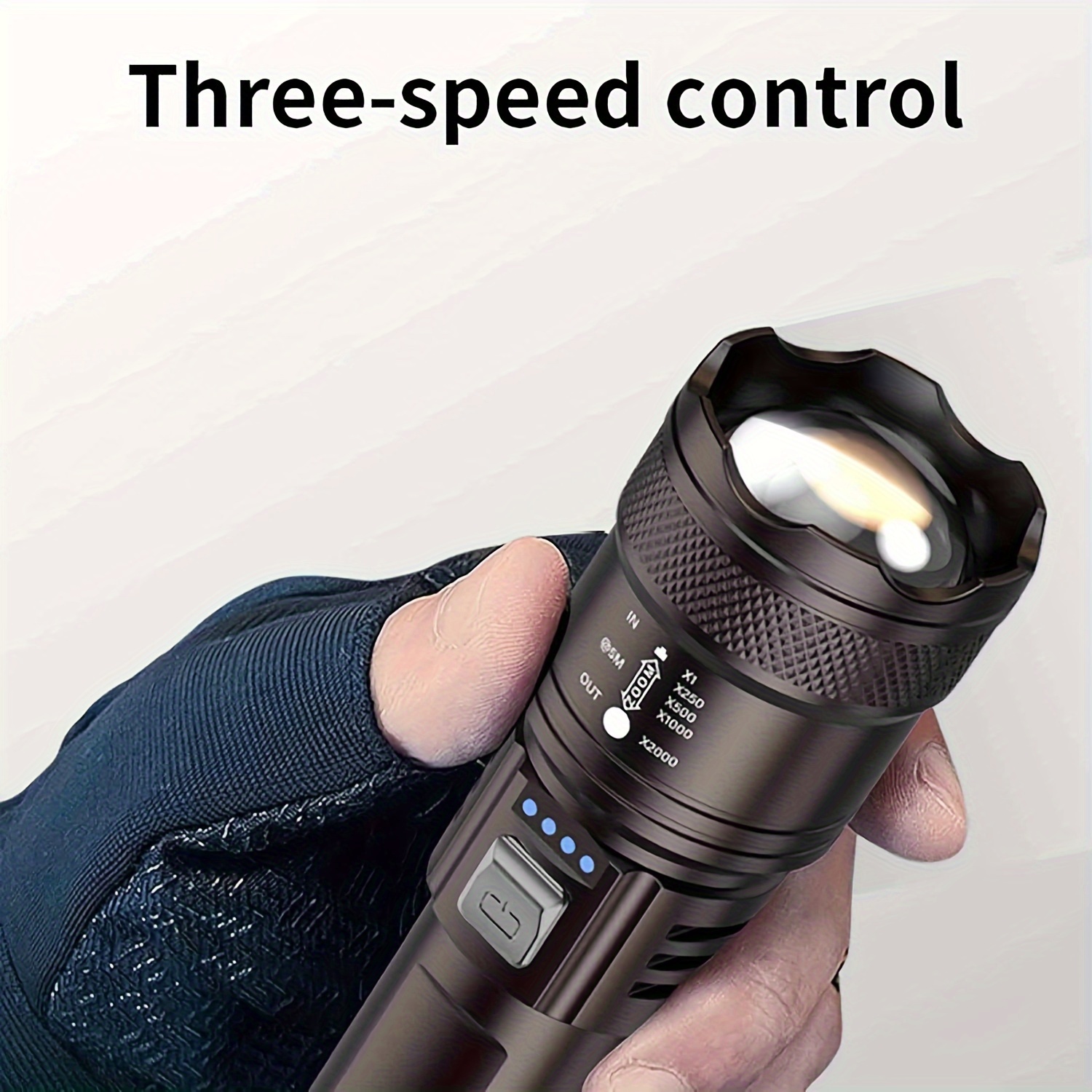 Linterna LED recargable USB resistente al agua con zoom hasta 150mts de  alcanza ideal para vigilancia, camping hasta 150mts de alcance