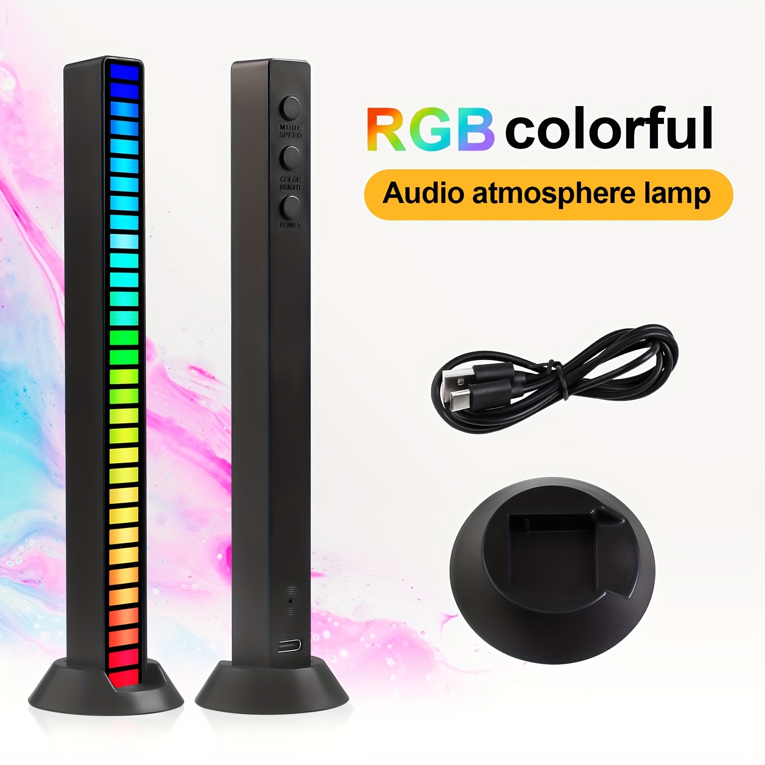 Rgb Music Control Rhythm Light Colorful Led Ambient Light 32 - Temu