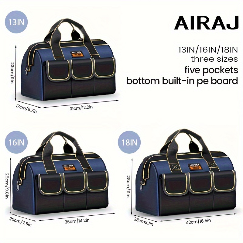 

3pcs Tool Storage Bag Multifunctional Oxford Cloth Large Capacity Wear-resistant Scratch Resistant Portable Electrician Bag