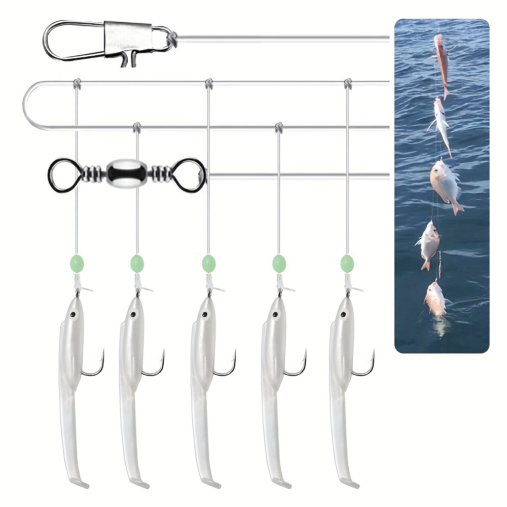 2/3bags Fishing String Hook Eel Sabiki Rig Small White - Temu United Kingdom