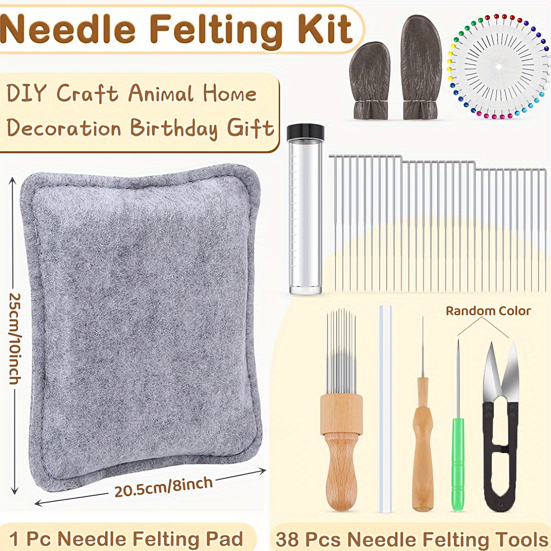 1set Needle Felting Kit, Needle Felt Kits With 6 Colors Wool Roving,  Felting Needles With Storage Box, Needle Felting Supplies Kits For Beginner