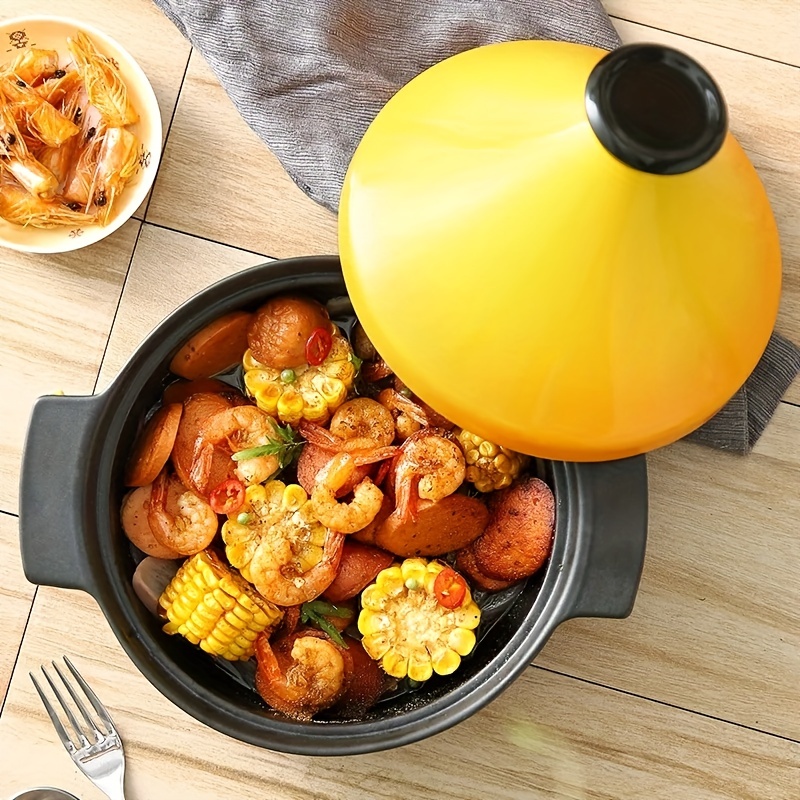 1 Pc Strong Cast Iron Casserole Yellow Stewed Chicken Rice Pot With Lid 