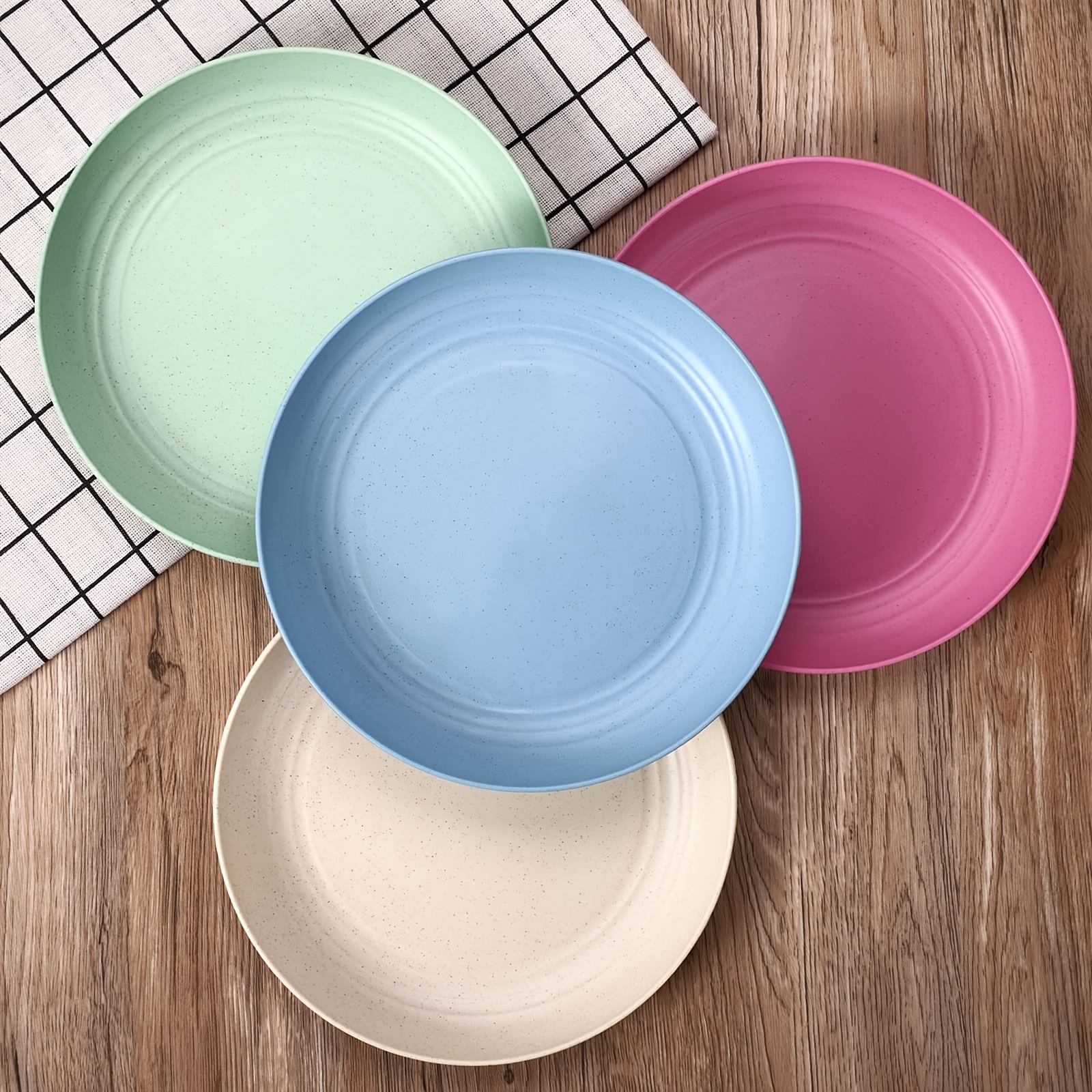 Wheat Straw Plates,Dishwasher & Microwave Safe Dinner Plates, Lightweight &  Unbreakable, Non-Toxin, BPA Free And Healthy Dishes For Kids Toddler 