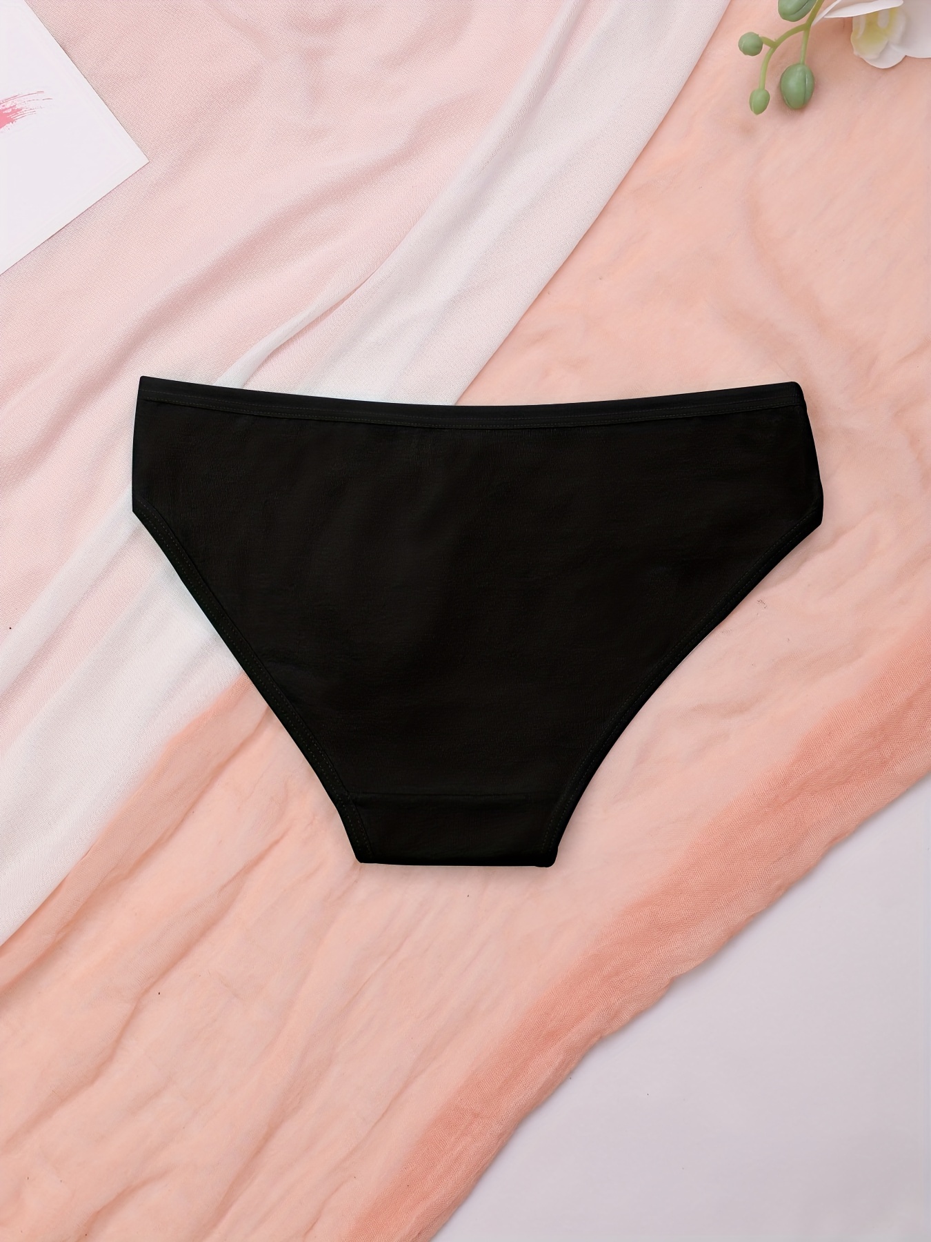 Simple Solid Bikini Panties Breathable Soft Stretch Panties - Temu