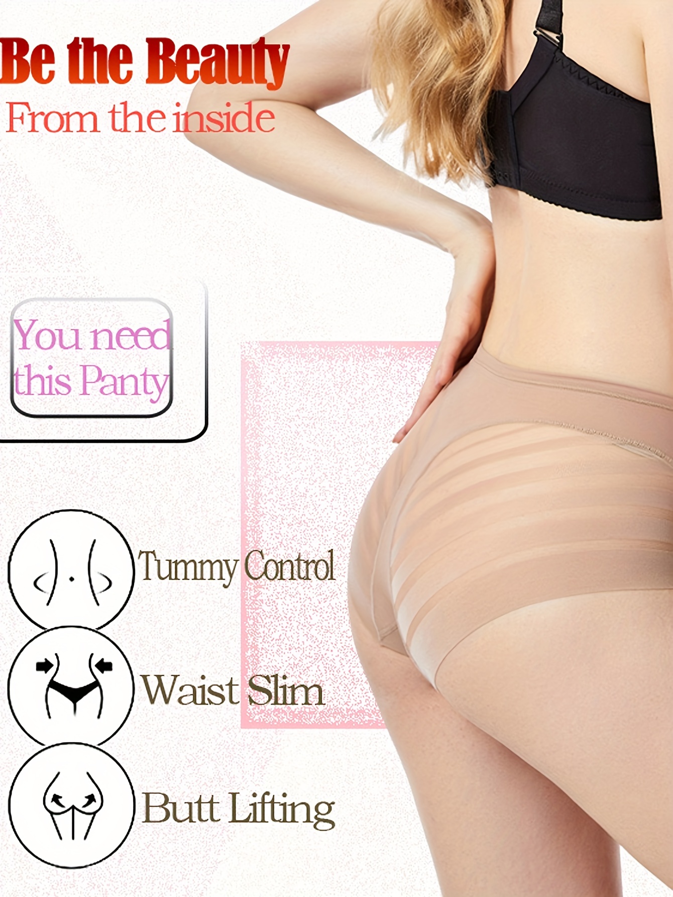 Mesh Stitching Shaping Panties Breathable Tummy Control - Temu