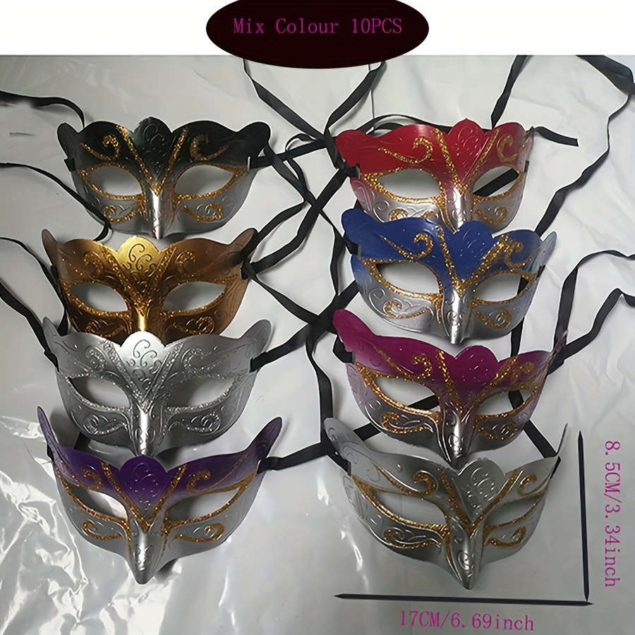 Carnival Costume Masquerade Mask with Glitter - 3 Colours - The
