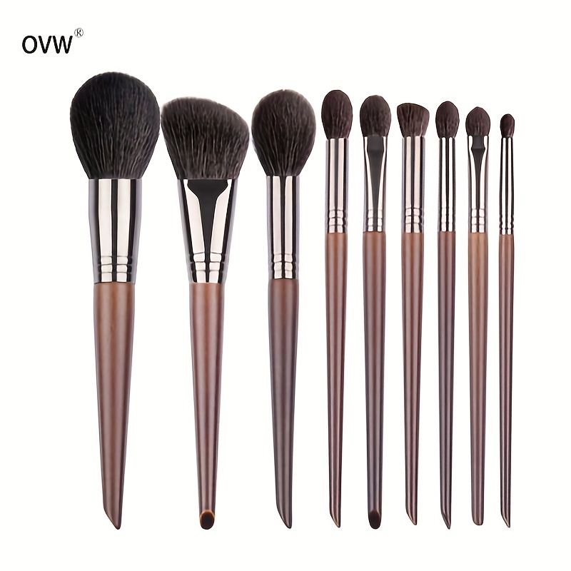 

9 Pcs. Goat Hair Makeup Set Eye Shadow Blending Eyeliner Eyelash Eyebrow Brush Set