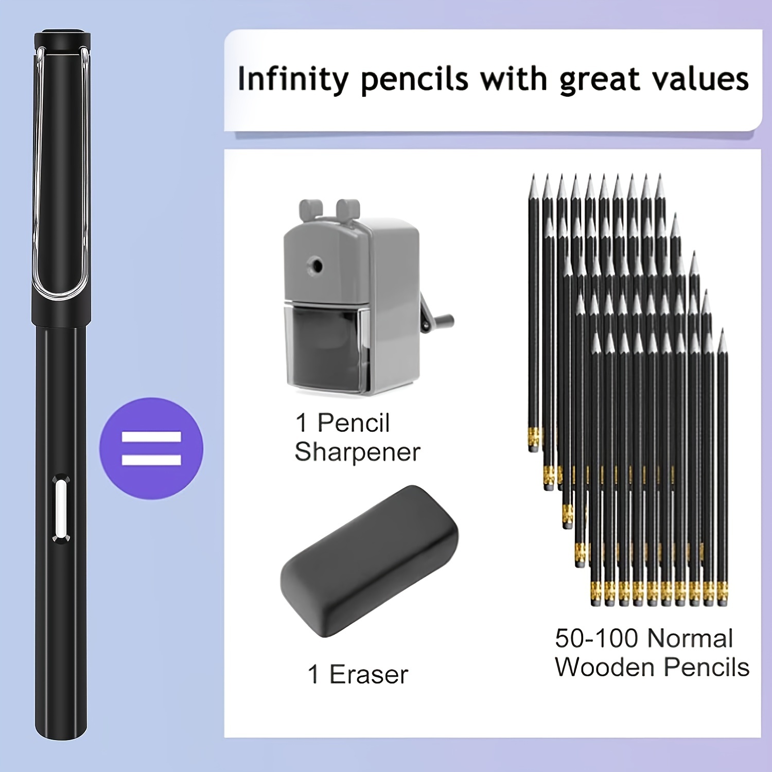 1pc No Sharpening Infinity Pencil With Eraser, No Ink Unlimited