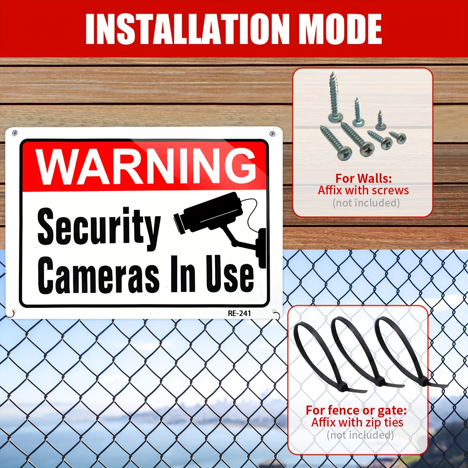 Warning Security Cameras In Use Aviso Camaras Notice Aluminum Metal Sign