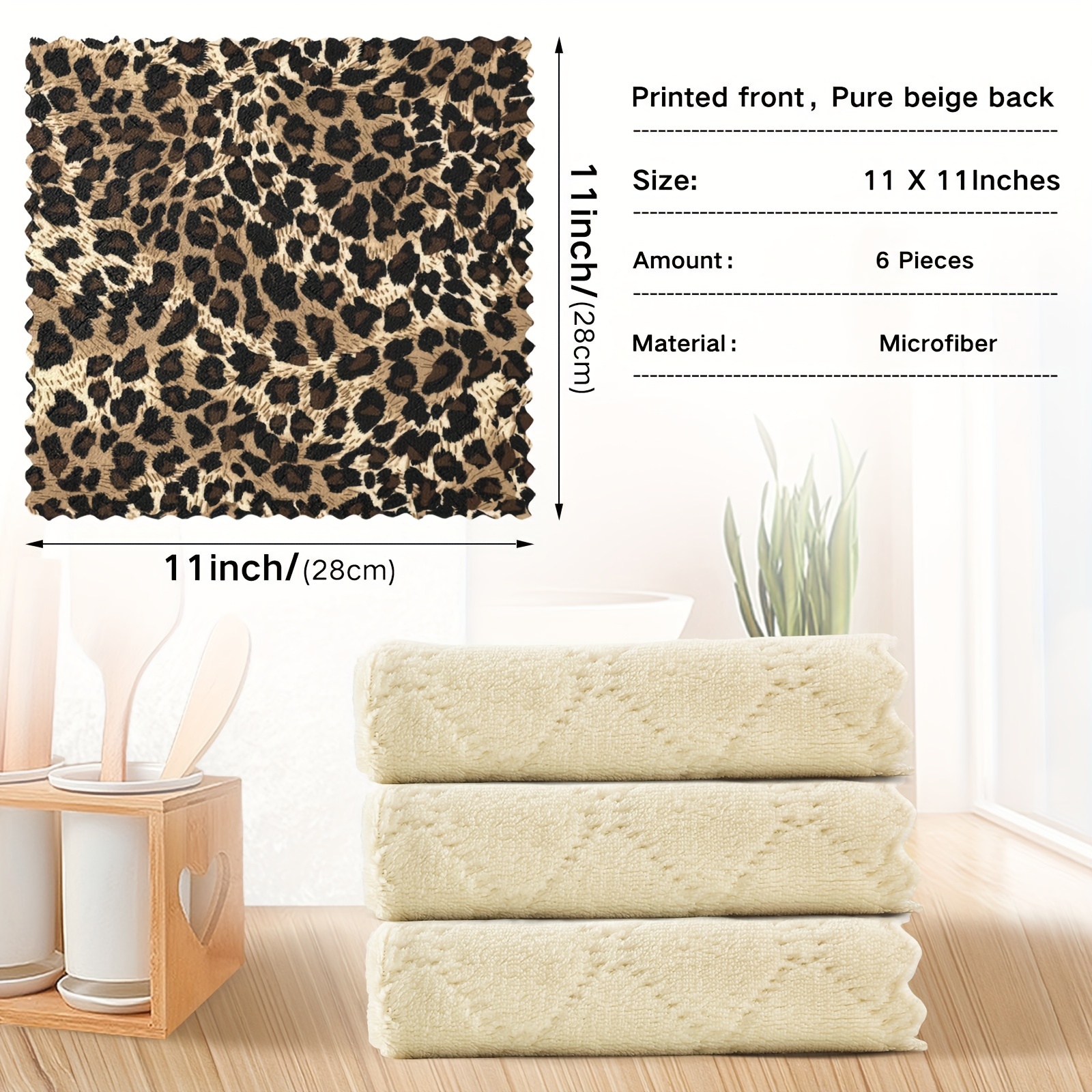 Kitchen Cleaning Towels, Black And White Leopard Print Scenery Kitchen Cleaning  Towels, Strong Water Absorption, Easy To Clean, Used For Kitchen Utensil  Cleaning And Countertop Wiping, Ultra-fine Fiber Cleaning Cloth, Scouring  Pad 