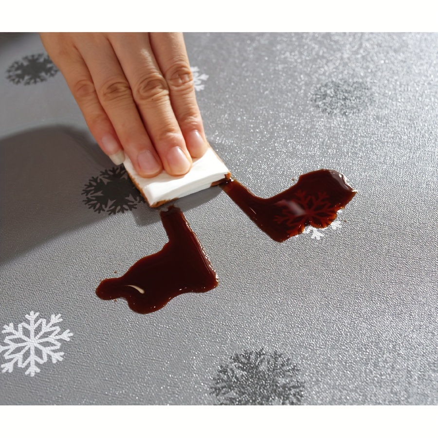 Polyester Tablecloth Merry Christmas Red Bell Snowflake Pattern Table Cover