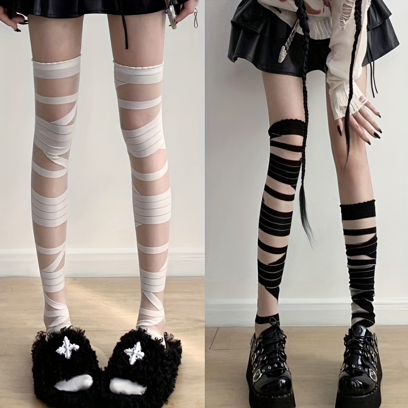 2 Pairs Striped Thigh High Socks, College Style All-match Over The Knee  Socks, Women's Stockings & Hosiery