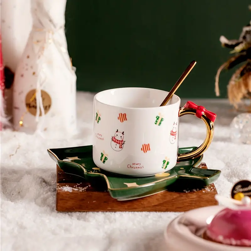 Taza de cerámica con tapa para café, té, regalo de Navidad, tazas originales,  envío gratis