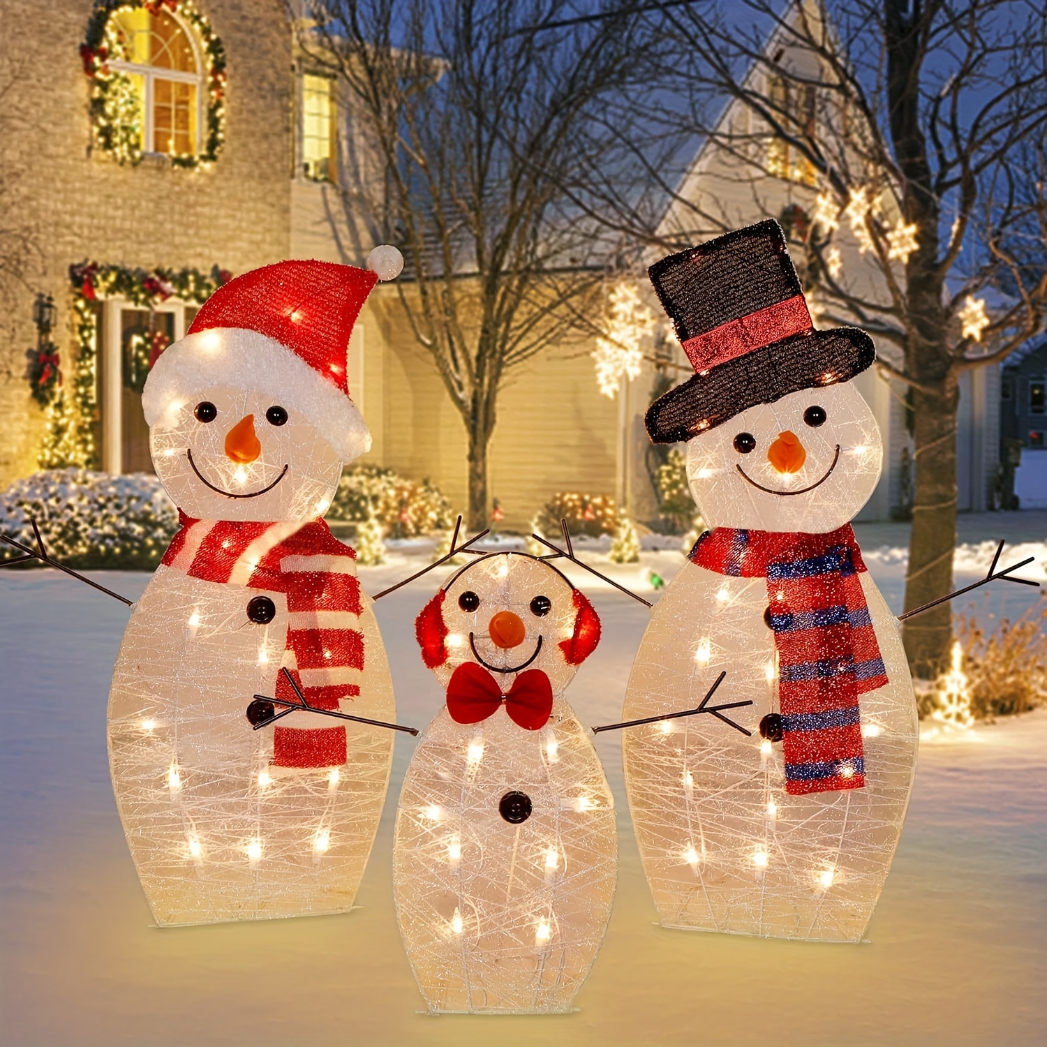 Décorations extérieures de Noël éclairées Pingouin pliable avec lumières  LED, décor de vacances de Noël pré-éclairé pour cour, jardin, pelouse
