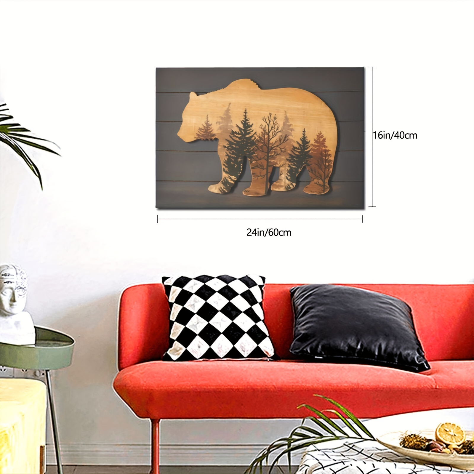 1pc Framed Animals Canvas Print Poster, Grove Mountain Woodland Wildlife  Lodge Bear Canvas Wall Art, Artwork Wall Painting For Bathroom Bedroom  Office