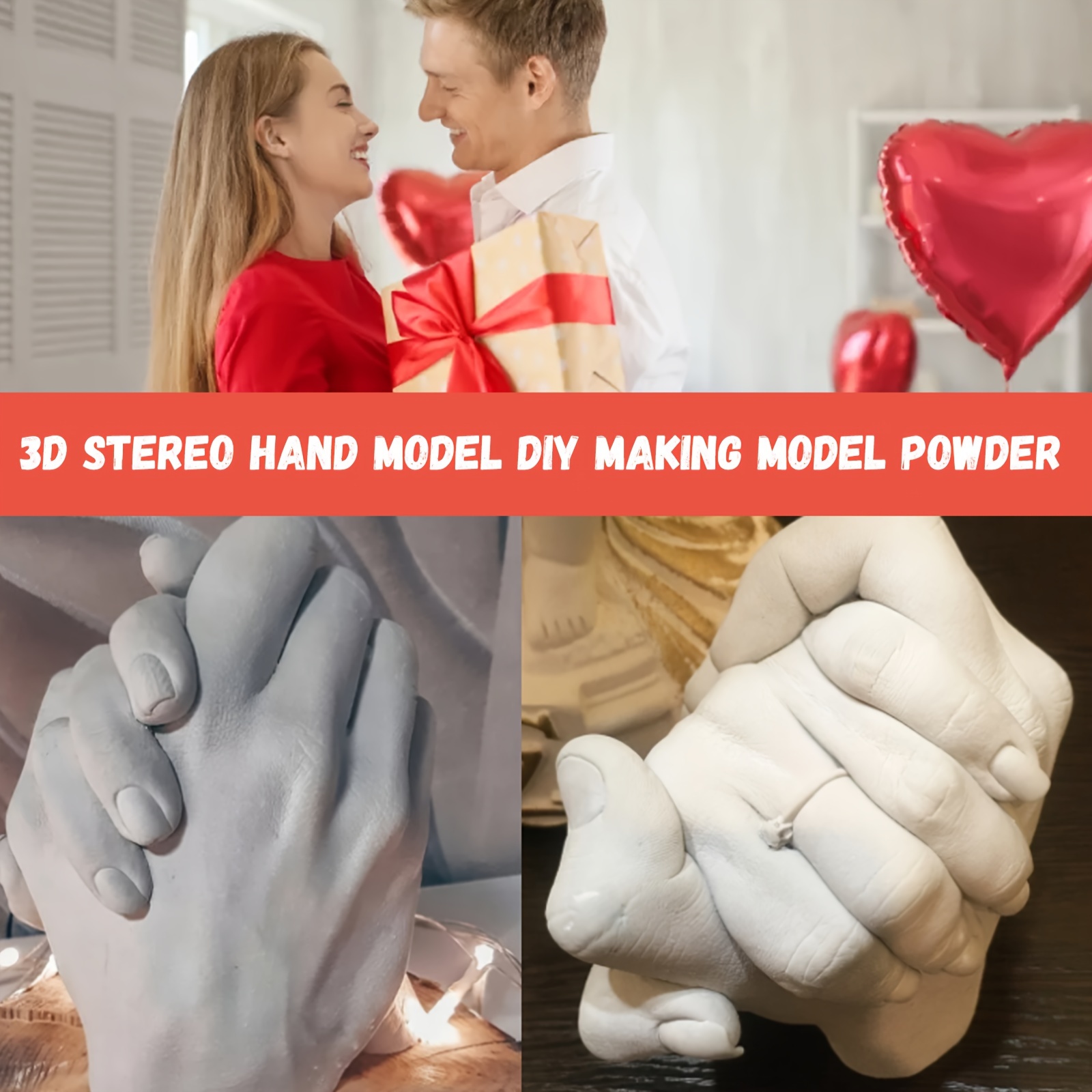 Comprar Kit de fundición de moldes de manos 3D, 50g, modelo de polvo  clonado, modelo de mano de pareja para el Día de San Valentín, juego de  modelo de huella de pie