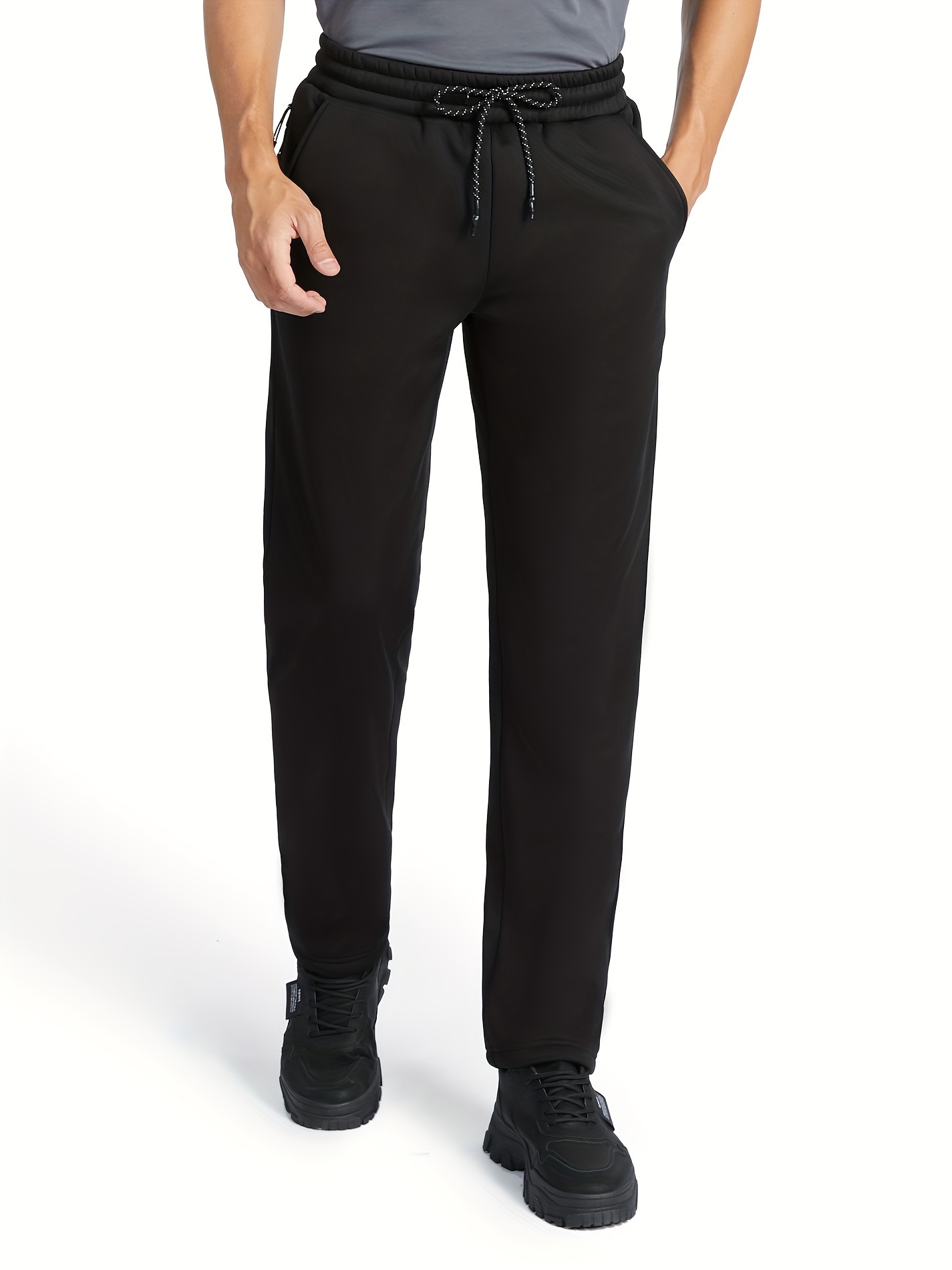 Men's Solid Color Waterproof Zipper Pocket Sweatpants Hiking - Temu