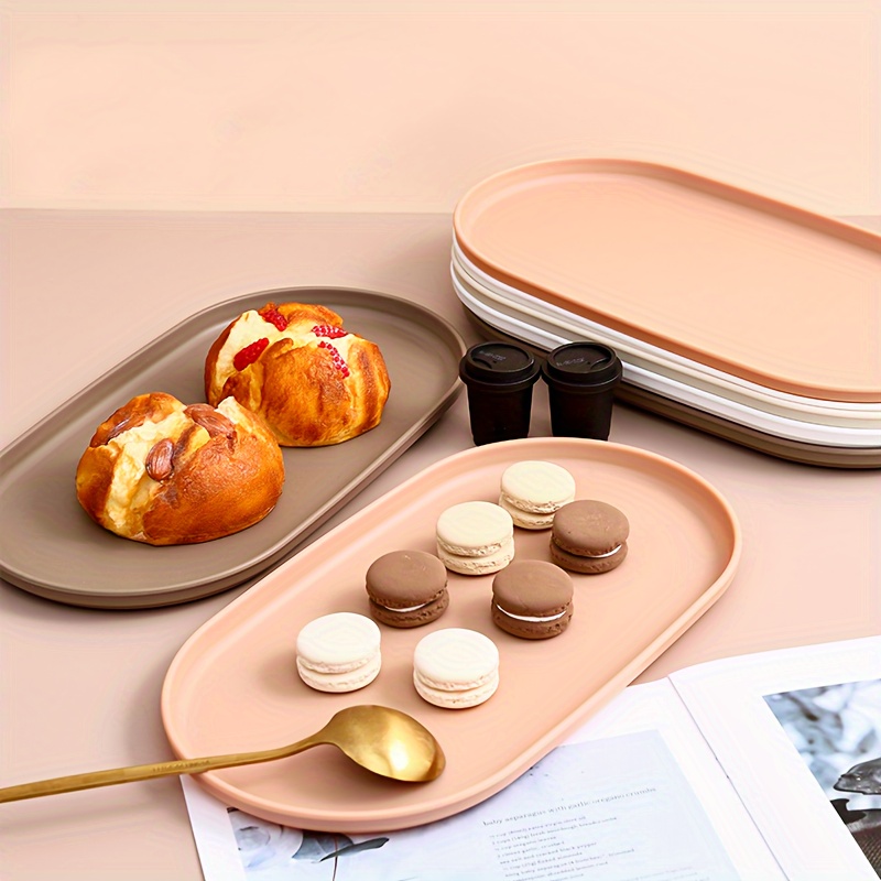 

Creative Stackable Oval Food Plate, Bpa-free Material, For Serving Desserts, Snacks, And Grill Ribs, For Restaurant