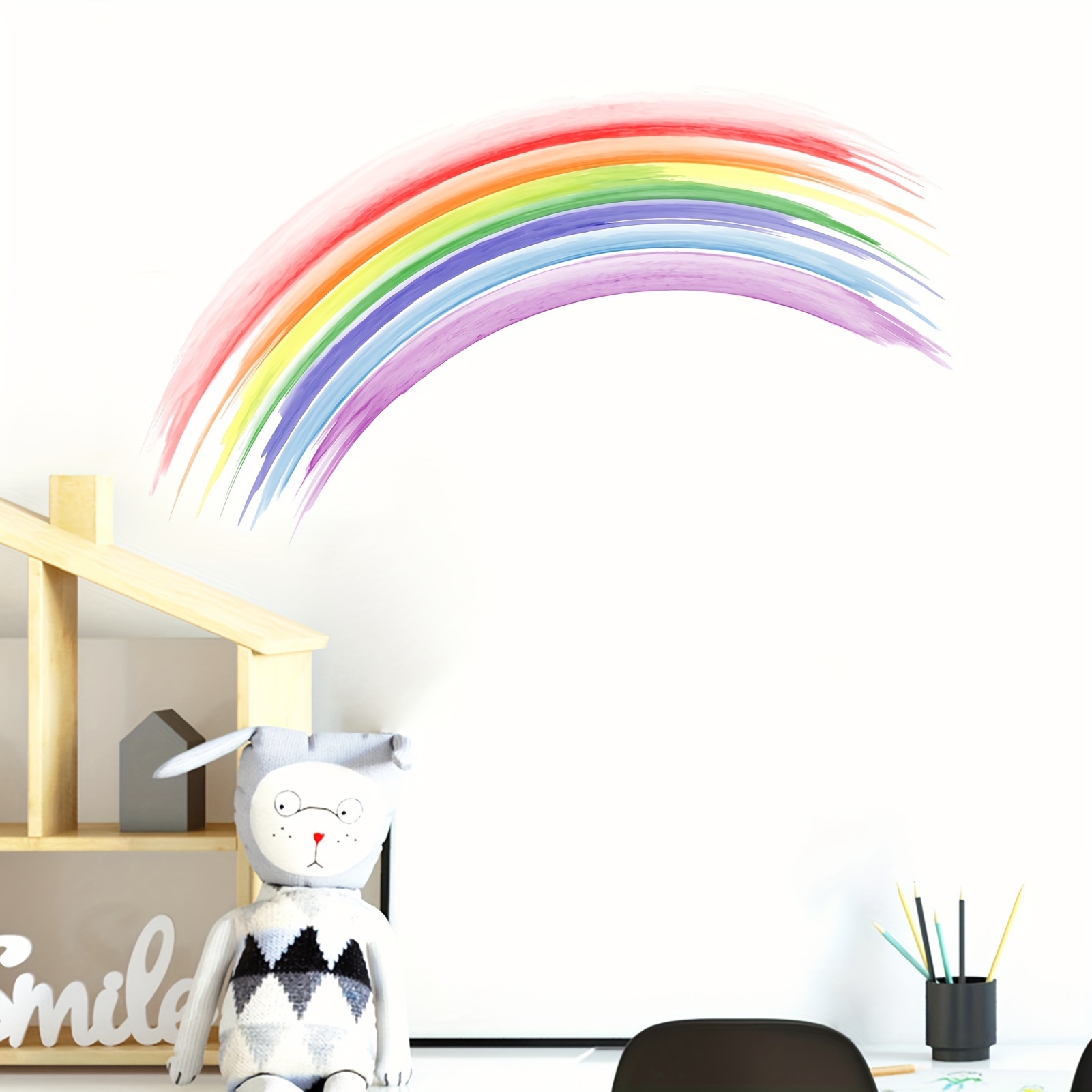 Cartoon Rainbow Wall Stickers Decals Rainbow Vinyl Self - Temu