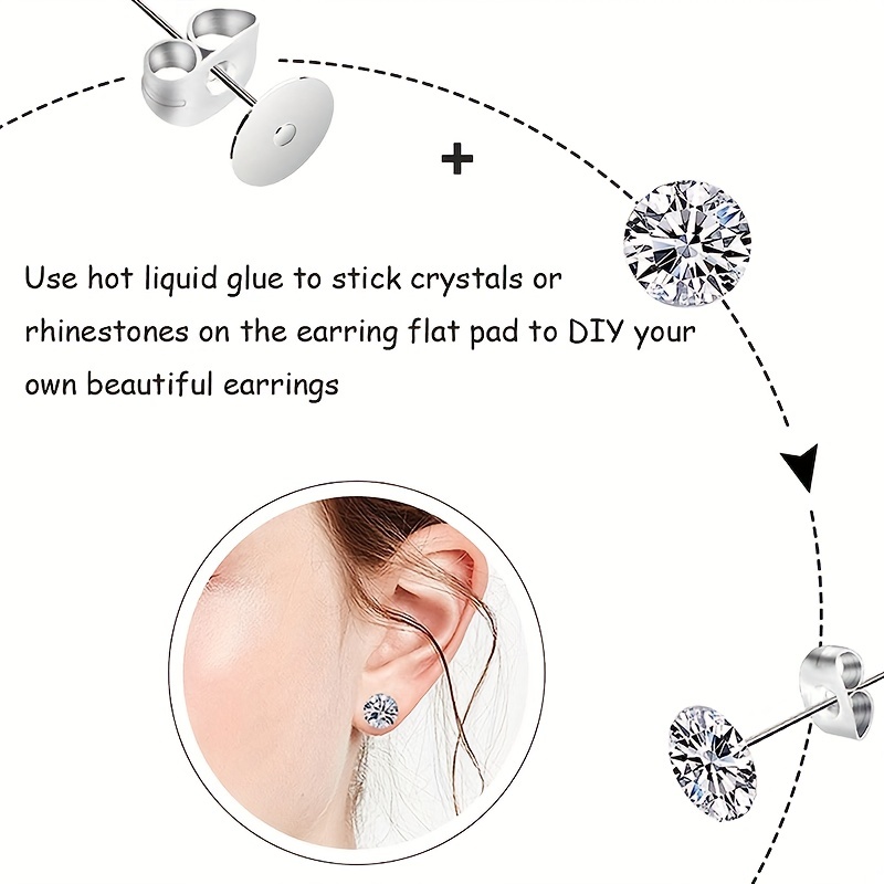 Flat Back Earring Post And Back Set With Blank Iron Earring - Temu