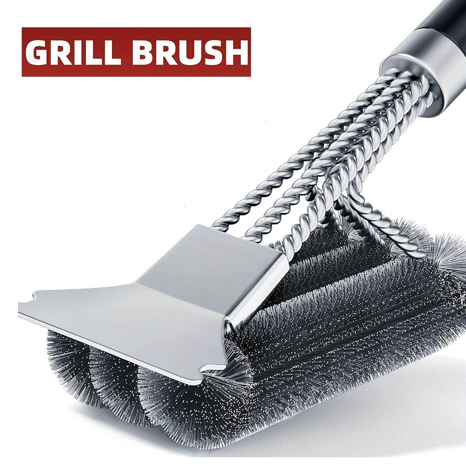 2 Set Grill Brush and Scraper Bristle Free, Safe BBQ Brush for Grill, 18'' Stainless Grill Grate Cleaner for Porcelain, Cast Iron, Stainless Steel