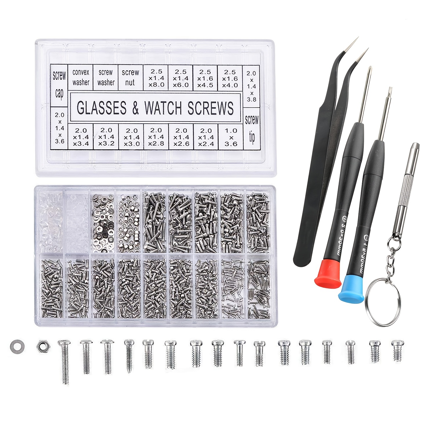 Glasses Repair Kit With Tiny Stainless Steel Screws Nose Pads
