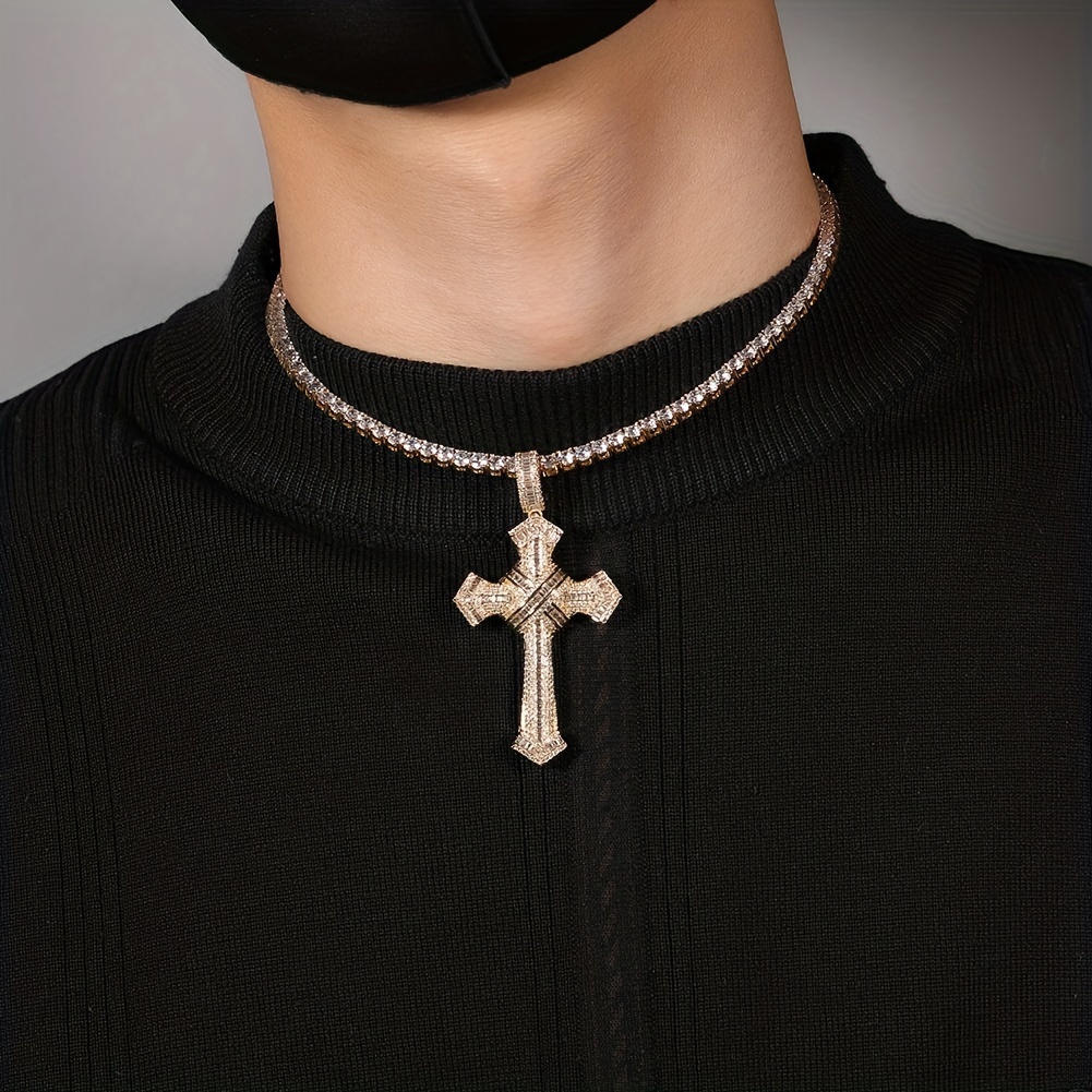 Mens Hip Hop Titanium Steel Cross Charm Necklaces Funky Padlock Pendant  Clavicle Chain Necklaces - Jewelry & Accessories - Temu United Arab Emirates