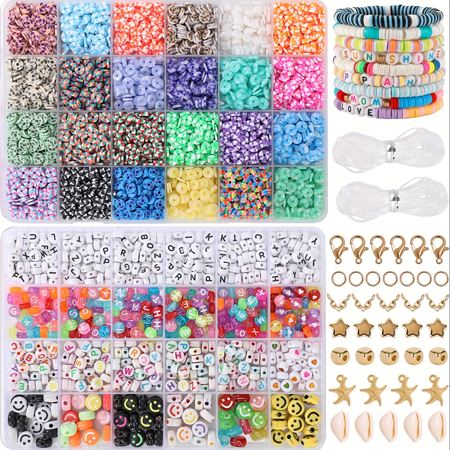 10160pcs, 120 Colors Clay Beads for Bracelet Making Kit, Flat Beads Bracelet  Making for Girls, Polymer Beads for Jewelry Making Kit 