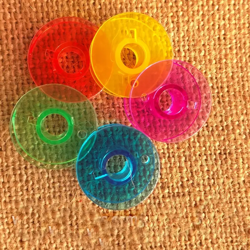 10 bobinas de hilo para máquina de coser, plástico, transparente