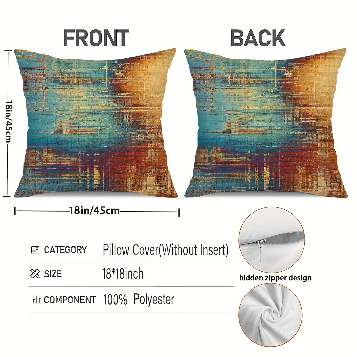 Double-sided Print Vintage Abstract Throw Pillow Covers, Messy Rust  Painting Decorative Pillow Cases Home Decor For Couch Sofa Living Room  Bedroom,,without Pillow Inserts - Temu