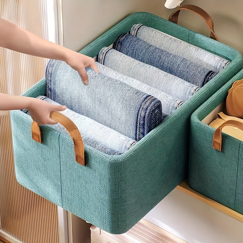 

1pc Foldable Storage Box With Steel Frame, Large Capacity Clothes Trousers Storage Basket, Portable Home Wardrobe Storage Box