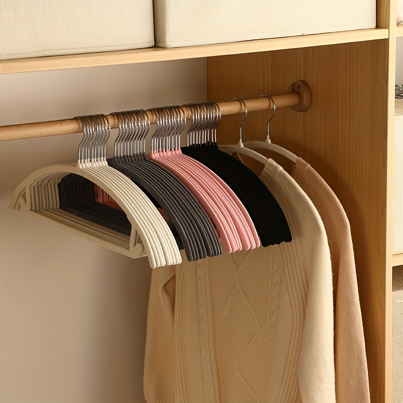 10pcs Simple White Plush Velvet Hangers, Premium Clothes Non-slip