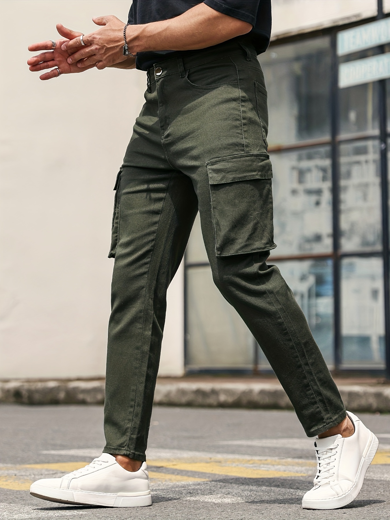 Men's Oversized Solid Slim Fit Denim Pants Fashion Versatile - Temu