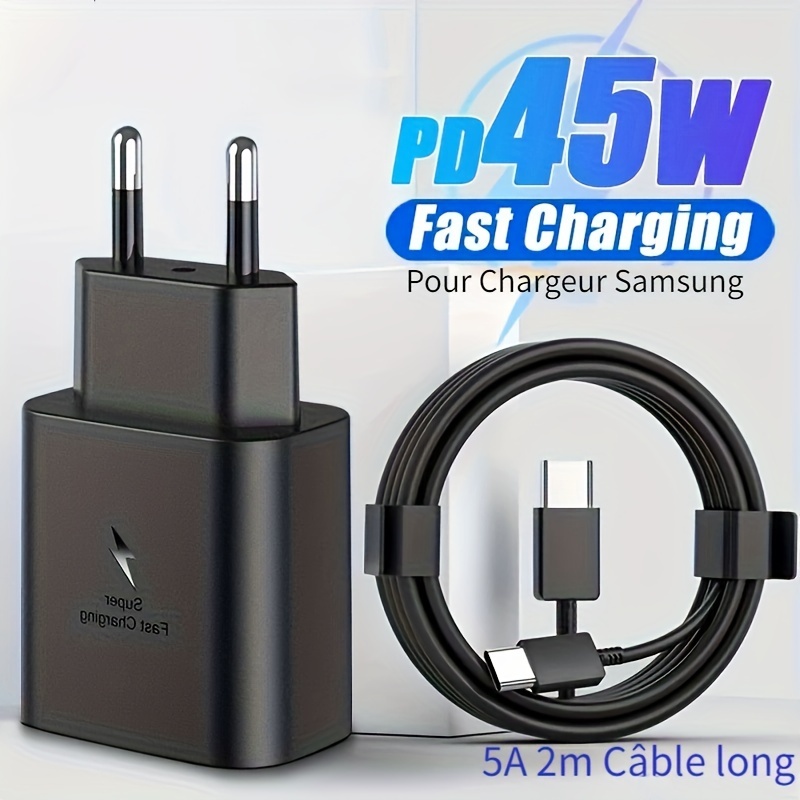 Chargeur USB C Rapide 25W,Prise avec 2M Câble Type C pour Samsung Galaxy  S23 Ultra/S23/S22/S21/S20/A13/A53 5G,Secteur C Chargeur Rapide pour Samsung  : : High-Tech