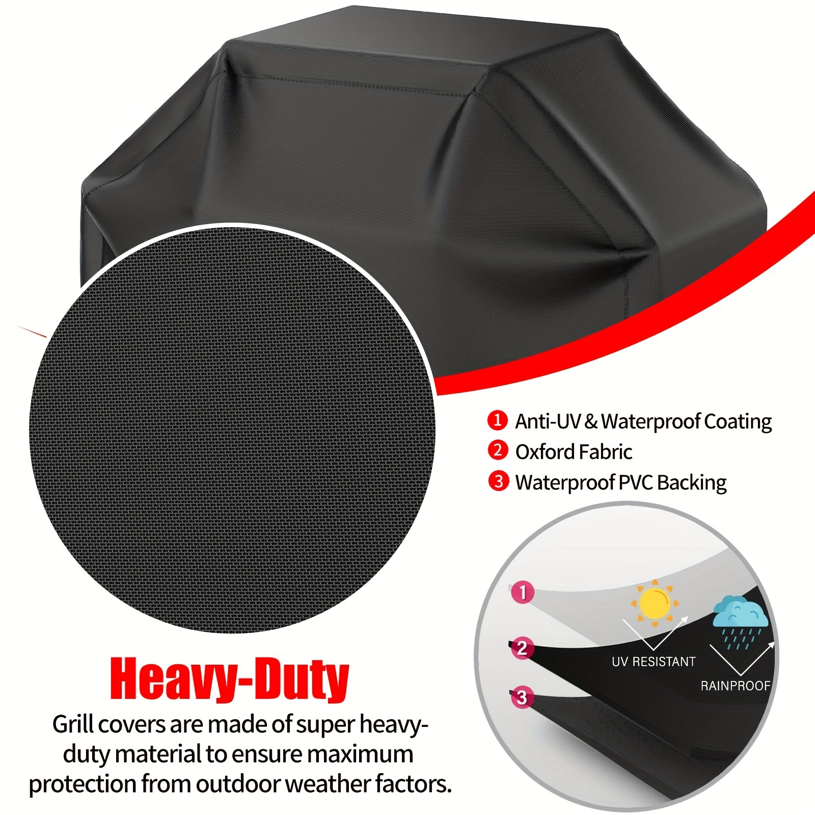 72 Waterproof Bbq Grill Cover Dust Fade Resistant Adjustable Fit