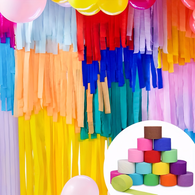 Rainbow Party Decorations White Balloon Garland and Rainbow Crepe