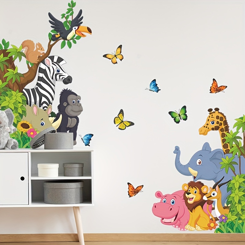 2pcs Big Tree English Letter Preschool Cartoon Wall Sticker Living Room  Bedroom Study Background Wall Decoration