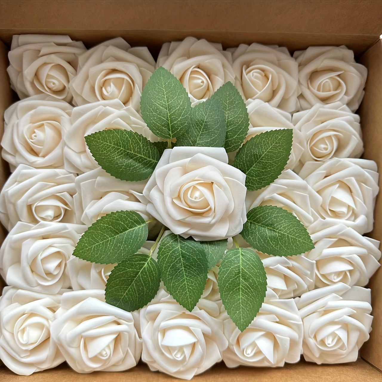 Mocoosy 50Pcs Artificial Rose Flowers, Ivory White Fake Roses for  Decorations, Real Looking Foam Rose Bulk with Stems for DIY Wedding  Bouquets Bridal