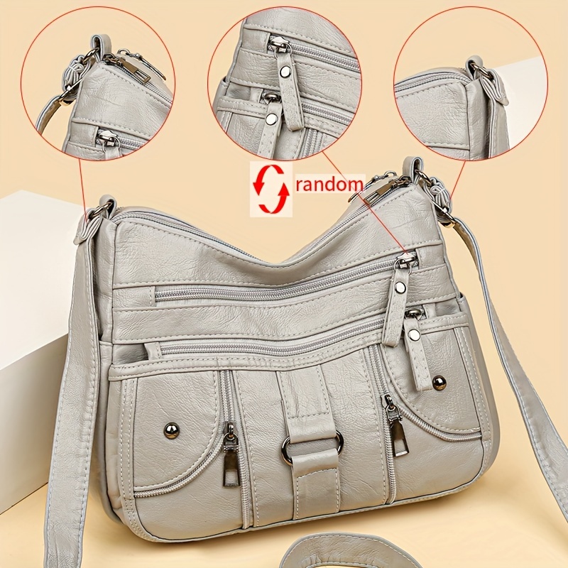 006 Large-capacity Soft Single-shoulder Crossbody Bag, Flower Pattern Random, Shoulder Strap Random, Slider Random