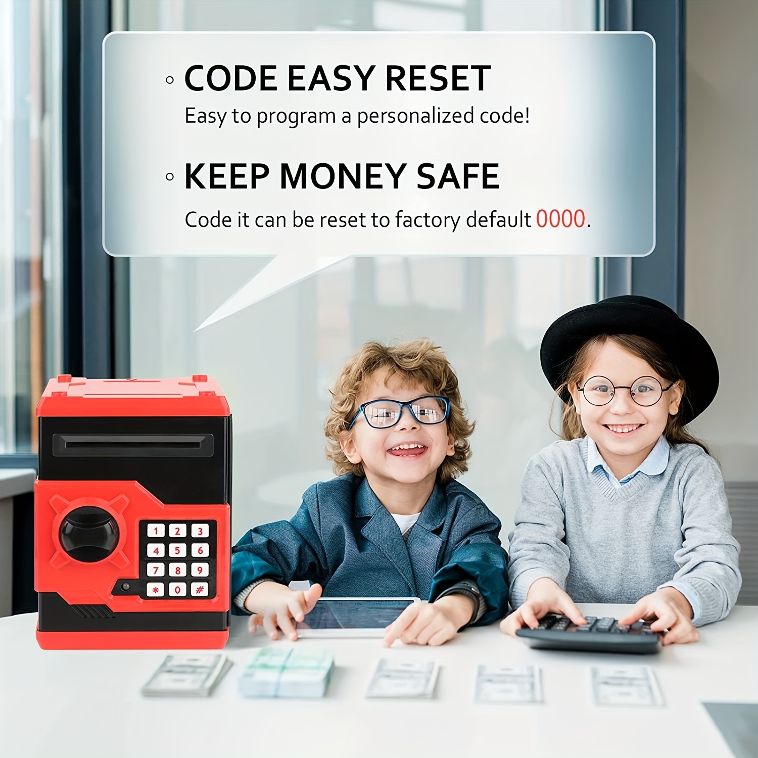 Ltteaoy Tirelire électronique pour enfants de 3 à 12 ans avec mot de passe  Mini ATM Boîte à économie de monnaie pour pièces de monnaie d'anniversaire
