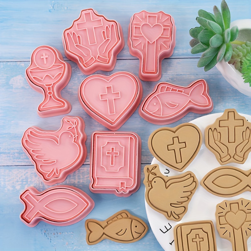  2 Sets Plastic Cookie Cutters Cookie Stamp Biscuit