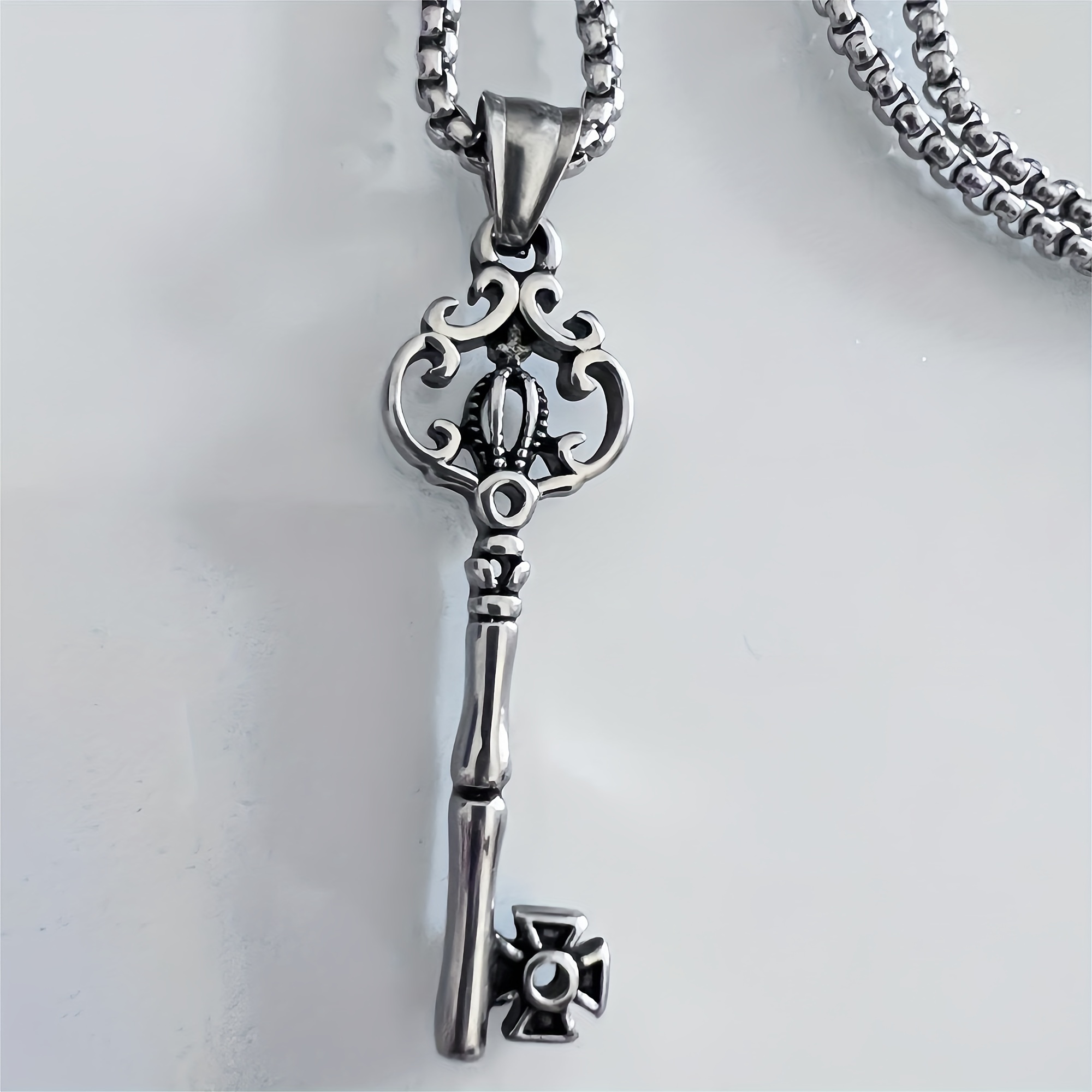 Men's Stainless Steel Stainless Steel Crown Key Pendant Necklace 