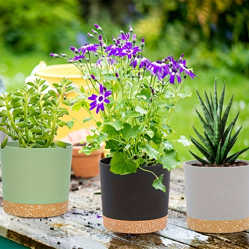 

4pcs, 5 Inch Flower Pots, Indoor Plant Pots With Drainage Holes And Removable Base, Saucer Style Modern Decoration For Outdoor Garden Planters
