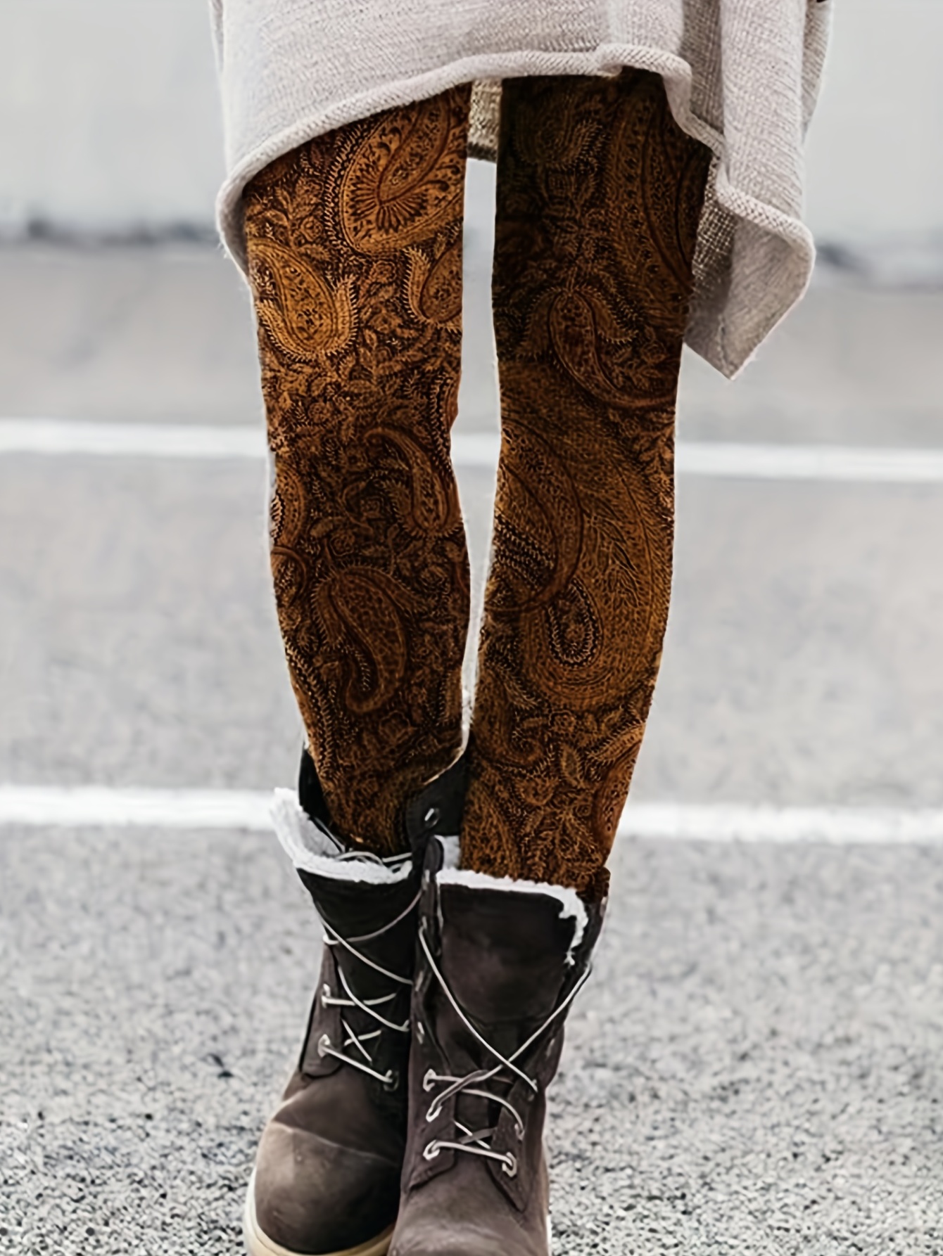 Women's Leggings Floral Printed Pants Casual High Waist - Temu Canada