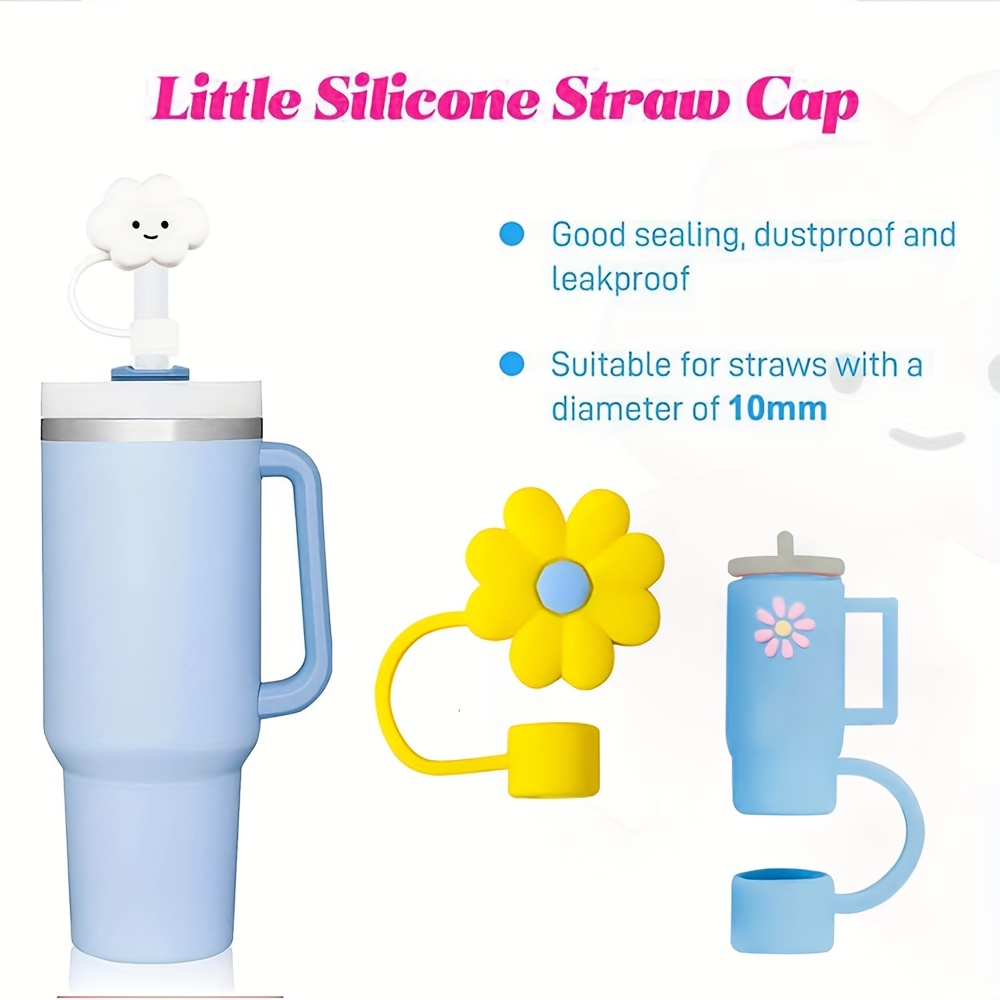 Flower Straw Cover Cap for Stanley Cup Silicone Straw Topper Compatible  with 30&40 Oz Tumbler with Handle,Straw Tip Covers 10mm 0.4in for Straw Tip